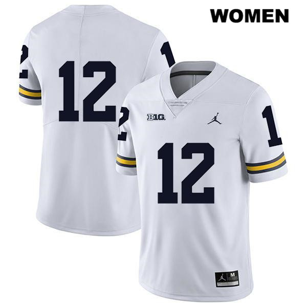 Women's NCAA Michigan Wolverines Cade McNamara #12 No Name White Jordan Brand Authentic Stitched Legend Football College Jersey TN25U53HF